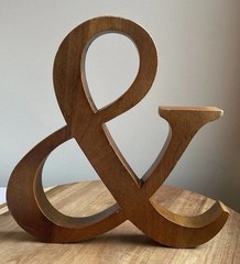 Ampersand (“&”) Sign Symbol Wood Home Decor Free Standing 10”x 10”