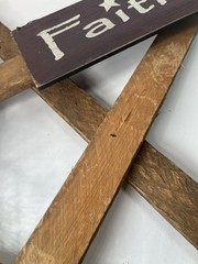 Primitive Wooden Faith Star Wall Hanging Rustic Country Farmhouse Wreath