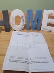 Rustic Brown White Gray Wood HOME Cutout Letter Decorative Accent Tabletop Sign