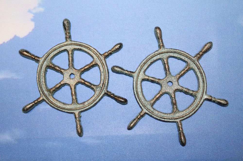 2-SHIPS WHEEL Plaques,Nautical Accents,Coastal Decor,Gifts,Harbor Style,N-27