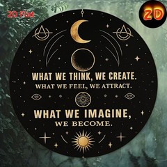 What We Think We Create Metal Sign Round Celestial Moon Sun Inspirational Decor