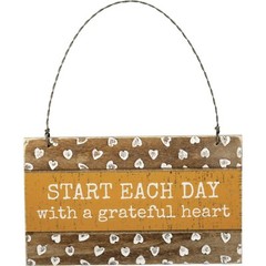 Start Each Day With Grateful Heart Rustic Slat Wood Ornament Primitives By Kathy
