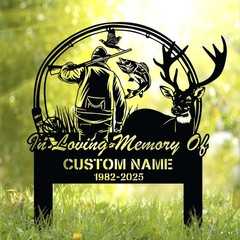 Personalized Hunting Memorial Stake Metal,Fishing Memorial Stake, Fisher Loss