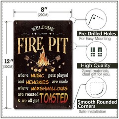 Welcome To Our Fire Pit Metal Funny Camping Tin Metal Signs Vintage Wall Decor
