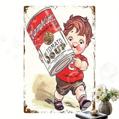 Vintage Tomato Soup Tin Metal Signs – Waterproof & Dustproof Wall Art for Home