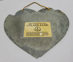 Vtg 1998 Plain Jane Handcrafted Heart Shape Slate Wall Hanging OUT TO LUNCH 8″