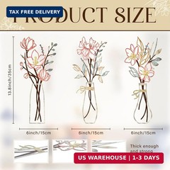 3 Pcs Metal Flowers Wall Arts Rustic Farmhouse Decor Bathroom Wall Decor Metal W