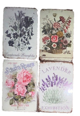 4 Piece Metal Signs 12″ x 8″ French Country Decor Garden Retro