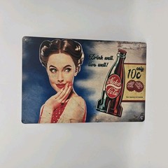 Nuka Cola Tin Metal Sign Poster Vintage Rustic Look Fallout Video Game Gamer Art