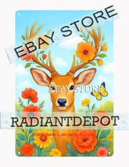 metal tin sign Deer Portrait Nature Art woodland animal plaque restaurant pub