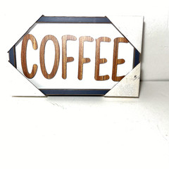 New “COFFEE” Wall Sign 9.9″ x 6.9″ Wood Composite Raised Lettering
