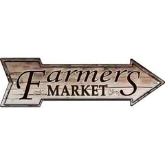 Farmers Market Novelty Metal Arrow Sign – 17″ x 5″