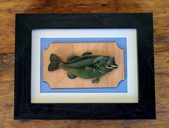Vintage The Fishing Lodge 6 1/2″ x 8 12″ Framed Outdoor Man Cave 3D Bass Fish