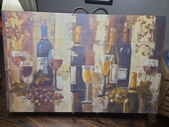 Vintage Wine Wood Plaque Artist Sig