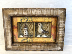 Handcrafted Wooden Shadowbox Nautical Wall Decor Lighthouse & Seaside 10″ x 7″