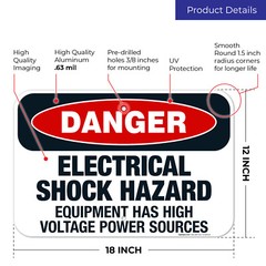 Electrical Shock HazardEquipmentHasHighVoltagePowerSourcesSign OSHA Danger Sign,