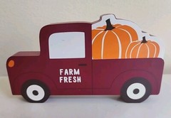 Pumpkin Pick Up Truck Wooden Sign Farm Fresh Autumn Fall 7″ Long Amscan