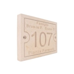 Personalized CIVIC number engraved with name of the Via in Pietra Leccese 20X15
