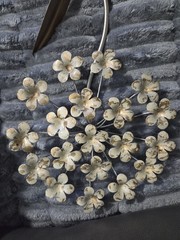 Hobby Lobby Gold and Cream Floral Metal Wall Art Pair