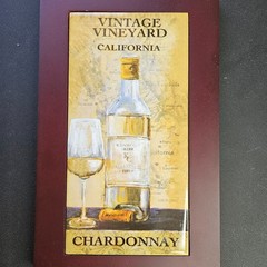Vintage Vineyard Decor Australia Cabernet, California Chardonnay Tile & Wood