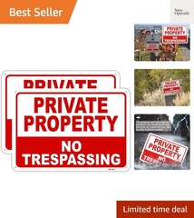 Large No Trespassing Signs Private Property, 10×14 Inch Aluminum, 4 Pack | Du…