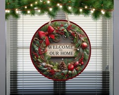 Aluminum Door Wreath Sign Weatherproof Welcome Message Outdoor Decor