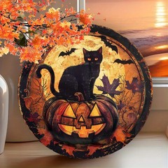 2D Flat, 1pc Tin Metal Signs 8x8in Aluminum Vintage Halloween Metal Wall Art