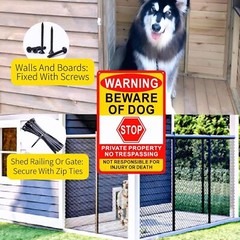 2-Pack Beware Of Dog Sign,8×12 Inches, Reflective Film, Anti-Rust Aluminum Metal