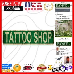 Metal Tin Sign Tattoo Shop sign Retro Aluminum Metal Sign for Street Home Off…