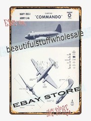 1943 Curtiss Commando Aircraft Identification Chart Pilot Training Tin Sign