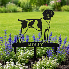 Personalized German Shorthaired Pointer Garden Name Metal Sign With Stakes