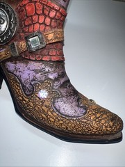 Vintage Style Cowgirl Boot with Spur Rustic Boho Multicolor wall Decor