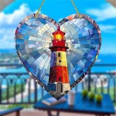 1 PC Eart Shaped Lighthouse Light Catcher Acrylic Sign Decoration