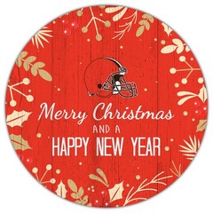 Merry Christmas 12in Circle – N1049 – Cleveland Browns – MDF Wood