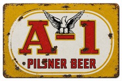 TIN SIGN A-1 Pilsner Beer, Shop, Bar Pub, Cave, Metal Décor, 12×8