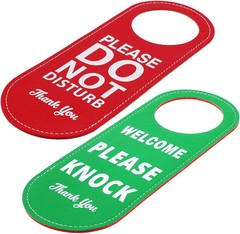 PU Leather Please Do Not Disturb Sign and Welcome Please Knock Sign, Door Knob P
