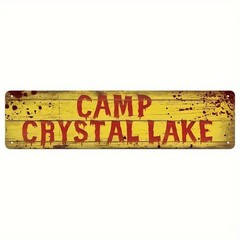 Bloody Metal Tin Sign Camp Crystal Lake Horror Movie Fan Halloween Wall Decor