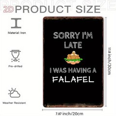 Arabic English Falafel Metal Wall Sign Kitchen Decor