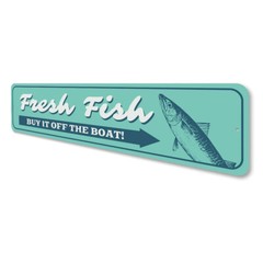 Fresh Fish Sign, Fish Decor, Fisherman Aluminum Metal Decor Sign
