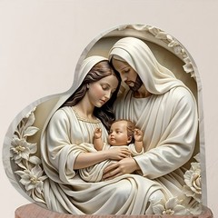 Heart Shaped Holy Family Acrylic Plaque Religious Catholic Decor Jesus Mary Baby