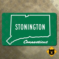 Connecticut Stonington city limits sign highway boundary marker outline 22×13