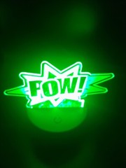 Edge Lit Tabletop Sign, Multi-Colored LED, Cool Pow Comic Action, Night Light