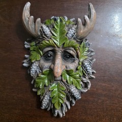Green Man Winter Solstice Antler Wall Plaque Polystone Home Decorative