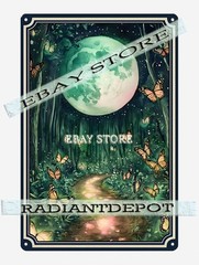 moon forest Metal Tin Sign mystical night fantasy decor witchy decor