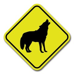 Wolf Crossing 8″ Diamond Yellow Aluminum Road Street Trail Sign Gift Decor