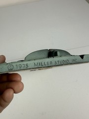 Vtg Miller Chalkware Liberty Bell Americana Wall Art Blue Gray Gold Tone 7”x7”