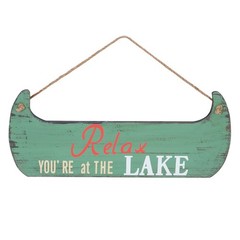 Relax Lake Canoe Shape Sign 5.875 x 0.25 x 14 Inches.