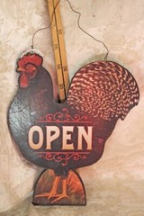 Rooster Shape Store Sign Open & Closed Hanging Farmhouse Rustic