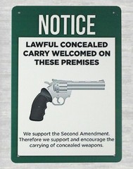 lawful concealed carry welcomed Pro Gun 2nd Amendment tin sign decor