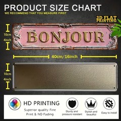 Metal Sign Vintage Pink Ornate Bonjour French Quote Door Entry Wall Decor Plaque